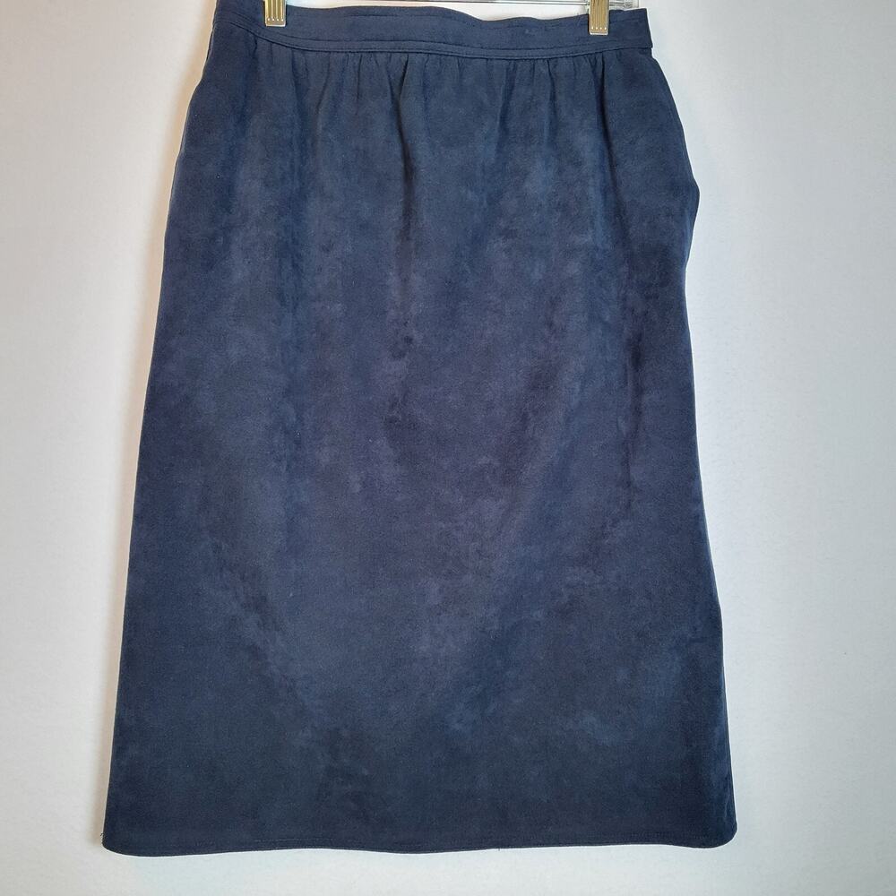 Blassport by Bill Blass Womens Ultrasuede Vintage Midi Pencil Skirt Size 12 Blue